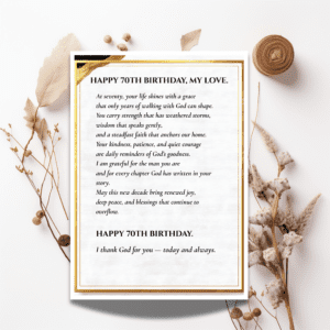 70th birthday card for christian husband | printable faith birthday gift