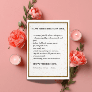 70th birthday wife blessing | christian milestone prayer card