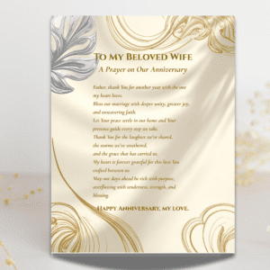 anniversary prayer card for wife print | christian anniversary blessing | marriage printable wall art