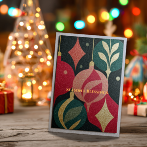 season’s blessings christmas card – modern holiday ornament greeting card, festive printable