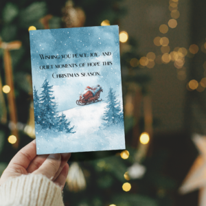 christmas card printable | peace joy hope christmas season | watercolor winter greeting | digital download