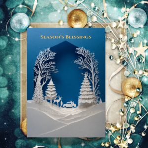season’s blessings christmas card | winter paper cut holiday card | printable greeting